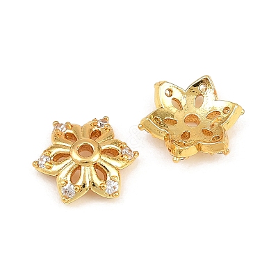 Brass Micro Pave Cubic Zirconia Bead Caps CU-CBA6A75-35B-G-1