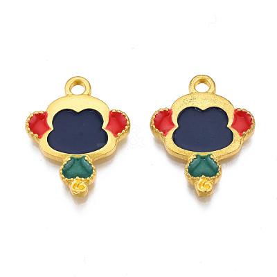 Rack Plating Alloy Enamel Pendants ENAM-S122-63G-1