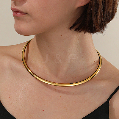 201 Stainless Steel Simple Thin Collar Necklace VA8858-1