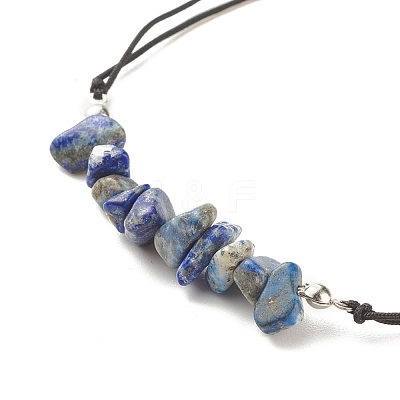 Natural Lapis Lazuli Chips Braided Bead Bracelet BJEW-JB08019-01-1
