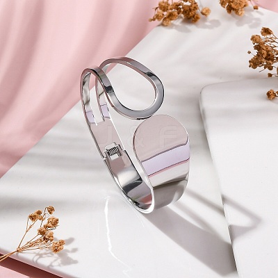 304 Stainless Steel Hinged Bangles for Women STAS-Z114-09P-1
