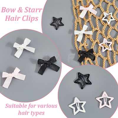 30Pcs 3 Colors Star Iron Enamel Snap Hair Clips OHAR-SP0001-03-1
