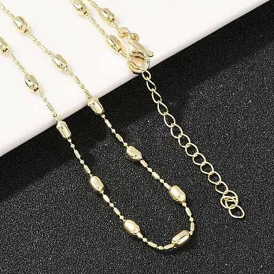Brass Oval Ball Chain Necklaces for Men Women X-NJEW-L012-03G-1