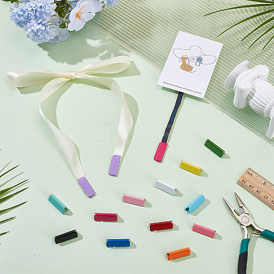 26Pcs 13 Colors Iron Ribbon Crimp Ends FIND-AR0006-13-1