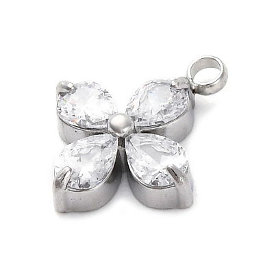 304 Stainless Steel Micro Pave Cubic Zirconia Pendants STAS-U042-06P-05-1