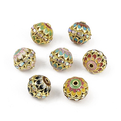 Brass Enamel Beads KK-L236-01A-G-1