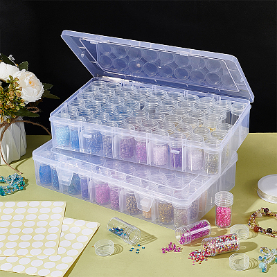 120 Grids Mini Round Plastic Jewelry Screw Top Bead Jars Sets AJEW-WH0348-305-1
