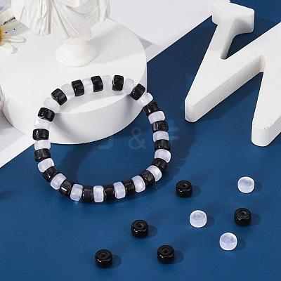 200Pcs 2 Colors Imitation Cat Eye Resin Bead Spacers RESI-YW0001-10-1