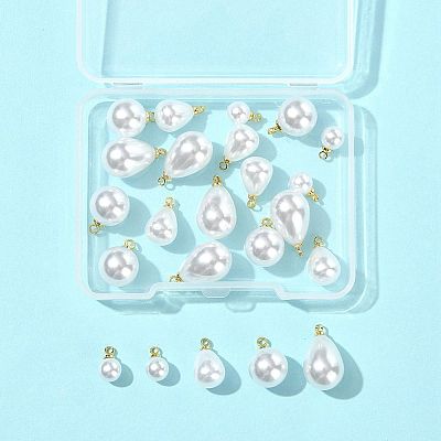 24Pcs 4 Styles ABS Plastic Imitation Pearl Charms KK-FS0001-79-1