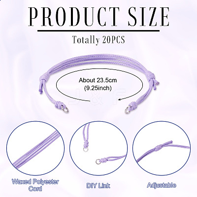 20Pcs Adjustable Korean Waxed Polyester Cord Bracelet Making BJEW-TAC0051-11-1