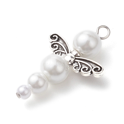Glass Pearl Pendants PALLOY-JF02711-04-1