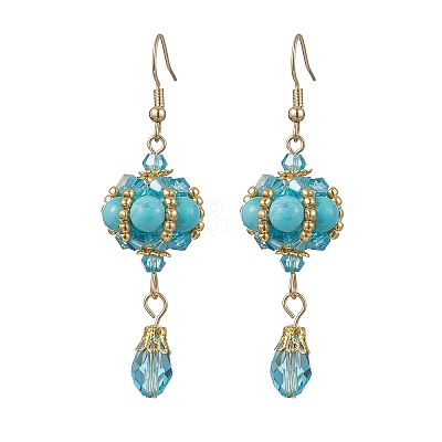 Synthetic Turquoise Dangle Earrings EJEW-MZ00669-03-1