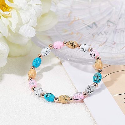 DIY Baking Paint Drawbench Glass Beads Stretch Bracelet Making Kits DIY-FH0001-031-1