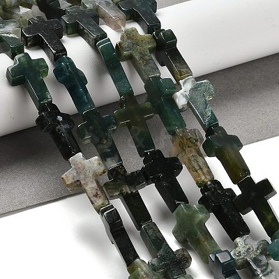 Natural Moss Agate Beads Strands G-I337-A05-02-1