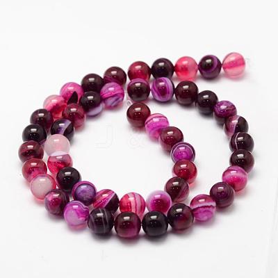 Natural Striped Agate/Banded Agate Bead Strands G-K155-A-8mm-02-1