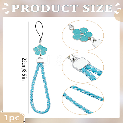 1Pc PU Leather Lanyard Wrist Strap Phone Flower Charms Straps AJEW-LP0005-03A-1