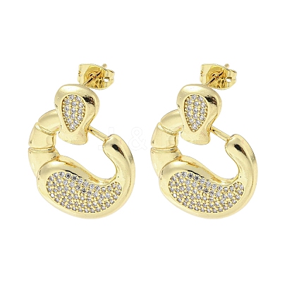 Crab Claw Rack Plating Brass Micro Pave Cubic Zirconia Dangle Stud Earrings EJEW-F331-20G-1