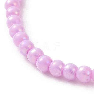 Opaque Acrylic & Brass Beaded Stretch Bracelets BJEW-JB09122-1