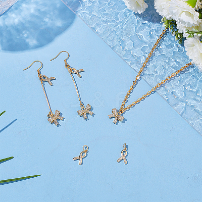 8Pcs 2 Styles Brass Micro Pave Cubic Zirconia Charms KK-AR0004-60-1