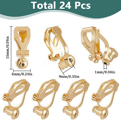 24Pcs Brass Clip-on Earring Findings FIND-SC0013-11G-1