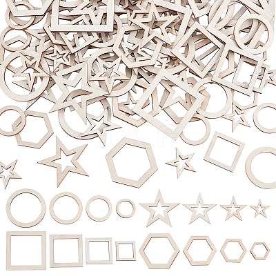 200Pcs 16 Styles Wood Sheets WOOD-PH0003-95-1