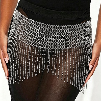 Summer Beach Plastic Mesh Tassel Skirt Body Chains for Sexy Bikini WG0979A-02-1