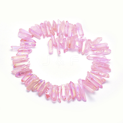 Electroplated Natural Quartz Crystal Beads Strands G-P368-05E-1