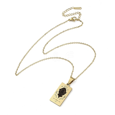 304 Stainless Steel Black Enamel Rectangle with Constellation Pendant Necklaces LS-NJEW-I128-01L-1