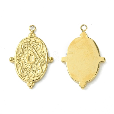 304 Stainless Steel Pendant Cabochon Settings STAS-L269-065G-1
