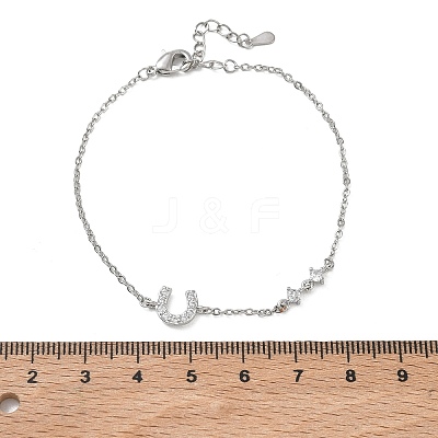 Brass Micro Pave Clear Cubic Zirconia Link Bracelets BJEW-E114-01D-P-1