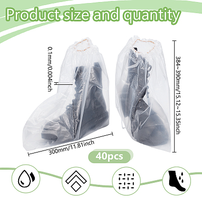 40Pcs Plastic Disposable Waterproof Shoe Covers AJEW-GO0004-44-1
