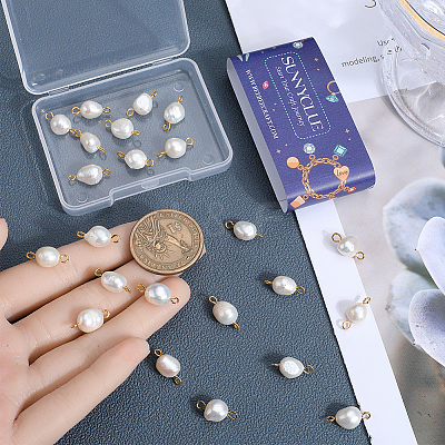 30Pcs Natural Cultured Freshwater Pearl Connector Charms PALLOY-SC00001-1