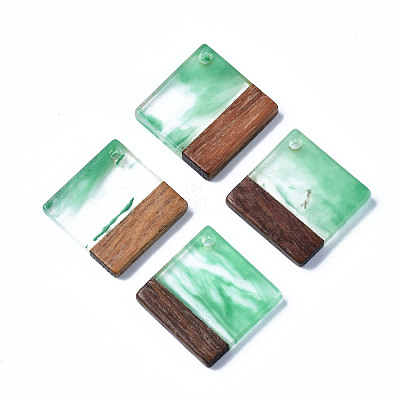 Transparent Resin & Walnut Wood Pendants RESI-T035-31A-1