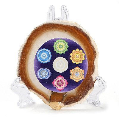 Printed Natural Agate Slice Stone Ornament DJEW-M011-02L-1