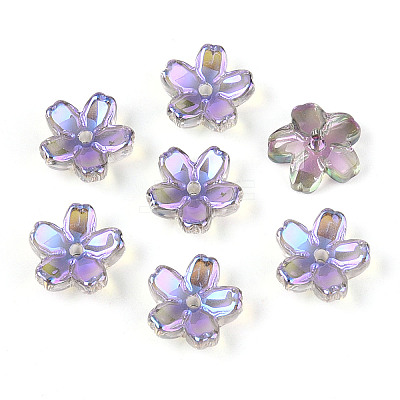 Transparent Electroplate Glass Bead Caps EGLA-N015-01E-1