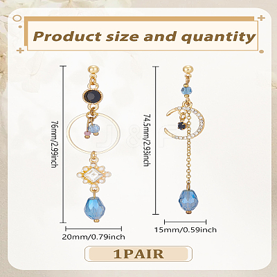 1 Pair Alloy Rhinestone Dangle Stud Earrings EJEW-LP0007-114-1