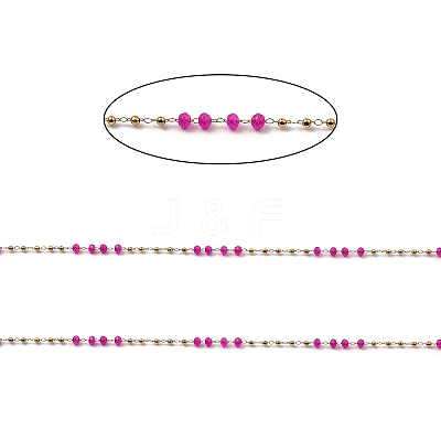 Rondelle Glass Beaded Link Chains CHS-G028-07G-03-1