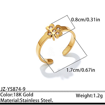Ocean 304 Stainless Steel Rhinestone Cuff Open Rings WGF30C4-09-1