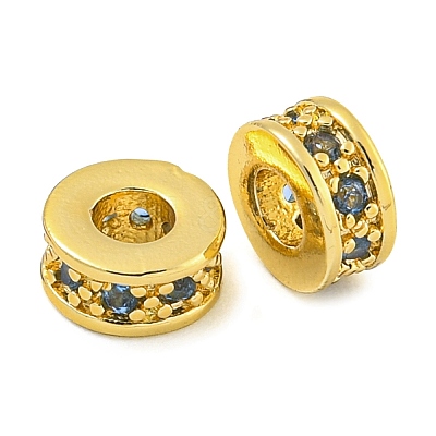 Rack Plating Brass Micro Pave Cubic Zirconia Spacer Beads KK-F089-39B-G04-1