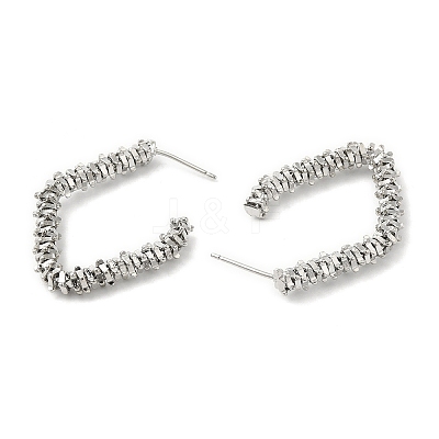 Rack Plating Brass Beaded Rhombus Stud Earrings for Women EJEW-D059-30P-1