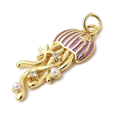 Brass Enamel Pendants KK-CJC0013-16G-04-1