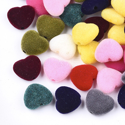 Flocky Acrylic Beads FIND-T046-34-1