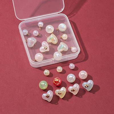 24Pcs 3 Styles Rainbow Iridescent Plating Acrylic Pendants OACR-FS0001-30-1