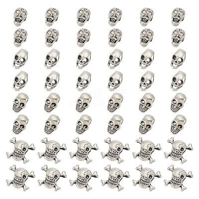 60Pcs 4 Styles Halloween Theme Tibetan Style Alloy Beads FIND-HY0003-84-1