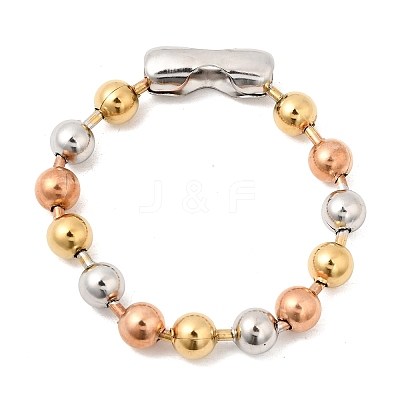 304 Stainless Steel Round Beaded Bracelets for Women Men BJEW-K240-10A-1