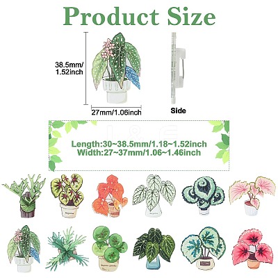 24Pcs 12 Styles Plant Acrylic Lapel Pin Brooch Pin JEWB-CJ0003-38-1
