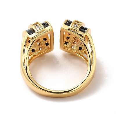 Cubic Zirconia Arch Open Cuff Ring RJEW-C041-02G-01-1