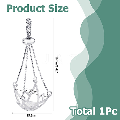 1Pc Rhodium Plated 925 Sterling Silver Bead Cage Pendant Mounting STER-HS0001-20P-1