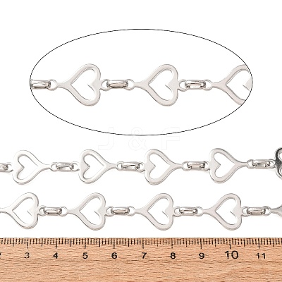 304 Stainless Steel Heart Link Chains SA-CBAE0F2-04P-1