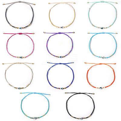 Bohemian Glass Seed Beaded Braided Bead Bracelets EZ3029-1-1